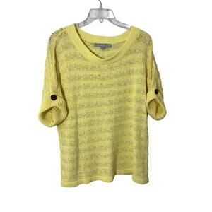 Andrew Marc New York Large Yellow Short Sleeve Woven Sweater